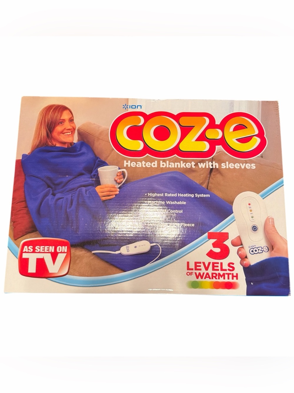 Coz-e Electric Heated Fleece Blanket with Sleeves - Navy Blue